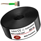 MAS-Premium® Erdkabel Deutscher Marken-Elektrokabel Ring zur Verlegung im Erd- und Außenbereich Standard Starkstromkabel (NYY-J 1x10 mm2, 60m)