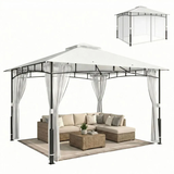 6 m mit Moskitonetz, Pavillon 3x3, Gartenpavillon wasserdicht, Doppeldach, Schwarz | Metall & Polyester | 23,2 kg | 360x300x275 cm - Schwarz