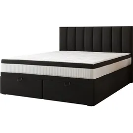 Trada Bond Boxspringbett 200 x 200 mit Bettkasten mit Matratze Schwarz - TRADA