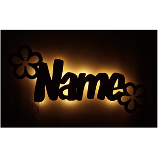 Schlummerlicht24 Led Deko Verblümt Blumen personalisiert Geschenke mit individuellem Namen, als Geburtsgeschenk Taufe Kommunion für Mädchen Baby Kinderzimmer