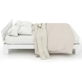 ULIFE Massivholz-Doppelbett mit Lattenrost, klassisches Design, Weiß, 140x200 cm - Weiß