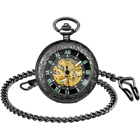 MICGIGI-Unisex Taschenuhr mit Halskette Kette Analog Automatisch Antik Römische Ziffern Mechanische Taschenuhren