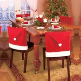 IHONYI 6er Set Weihnachten Stuhlhussen + Besteckhussen, Weihnachts Stuhlhussen Rot, Stuhlhussen Weihnachten Groß, Chair Cover Christmas Für Festliche Dekoration Geschenkset