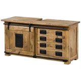 MASSIVMOEBEL24.DE Waschbeckenunterschrank Mango 120x40x60 natur lackiert RAILWAY 177