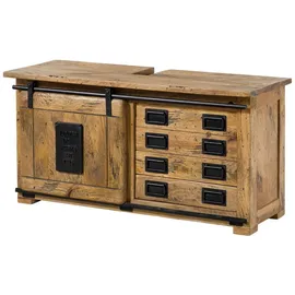 MASSIVMOEBEL24.DE Waschbeckenunterschrank Mango 120x40x60 natur lackiert RAILWAY 177
