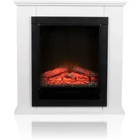 Classic Fire Lugano Elektrokamin mit Heizung – Elektroheizung 1800W - Kaminofen mit Heizung, Schalttafel und Timer - Elektroherd mit LED-Flammen - Freistehend - Weiß