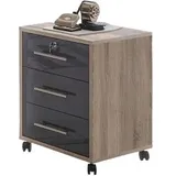 BMG-Möbel Büromöbel-Set Tabor Mini Kombi 2, Schreibtisch, Schrank & 2 Regale, eiche/anthrazit
