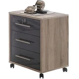BMG-Möbel Büromöbel-Set Tabor Mini Kombi 2, Schreibtisch, Schrank & 2 Regale, eiche/anthrazit