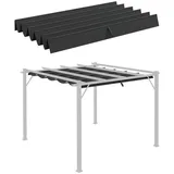 Outsunny Ersatzdach für 3 x 3 m Pergola, wasserdicht einziehbar Welle Überdachung mit Regenabflusslöchern, winterfest Schattenabdeckung für Garten, Terrasse,
