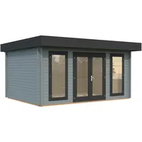 Palmako Gartenhaus Bret 14,8 m2 - 44 mm hellgrau/anthrazit