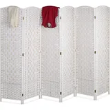 Relaxdays Paravent Raumteiler 6-teilig Weiß