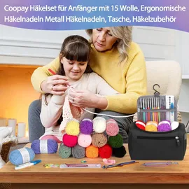 luxuskollektion Coopay Häkelset für Anfänger mit 15 Wolle, und Zubehör