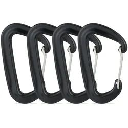 Relaxdays Karabiner Aluminium 4er Set, Outdoor, Schwerlast Karabinerhaken 1700 kg, Rucksack, Schlüssel, Camping, schwarz