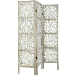 WellHome - Etnik Holzschirm mit weißen Drucken 120,8x168,7cm