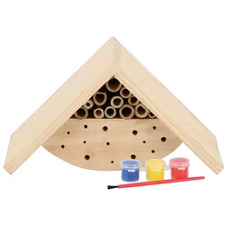 Insektenhotel DIY zum Selbstbemalen, Kreativset für Kinder, mit Farben und Pinsel, Holz-Insektenhaus