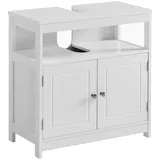VASAGLE Waschbeckenunterschrank Badezimmerschrank Aufbewahrungsschrank mit 2 Türen, offenes Fach, 60 x 30 x 60 cm weiß