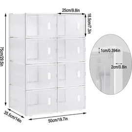 Woltu Schuhbox 50 x 75 x 35,5 cm 8-tlg. transparent weiß