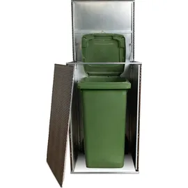 Dynamic24 Polyrattan Mülltonnenbox Aufbewahrung Mülltonne Mülltonnenverkleidung Müllbox, Farbe:Braun