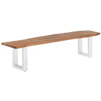 Woodkings Sitzbank Bullwer 160x40 Holz Baumkante Akazie Esszimmer Möbel