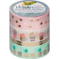 Folia Washi Tape Deko-Klebeband 15 mm x 5 m 4 Rollen