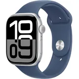 Apple Watch Series 10 GPS 46 mm Aluminiumgehäuse silber Sportarmband denim S/M