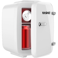 YASHE Mini Kühlschrank, 4 Liter Mini-Kühlschränke für Kosmetik, Getränke, 220V AC/ 12V DC Thermoelektrische Kühlung und Erwärmung, Kleiner Kühlschrank für Schlafzimmer, Büro, Wohnheim, Auto (Weiß)