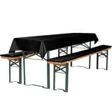 TexDeko Bierbankauflage gepolstert 220x25x4cm XL waschbar 3TLG Set Blickdicht Tischdecke 250x100cm (universal) Schwarz