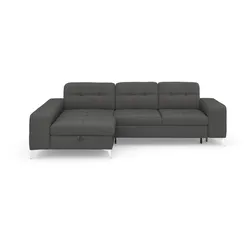 Ecksofa SIT & MORE "Baviene L-Form", grau, B:286cm H:92cm T:176cm, Sofas, inklusive Sitztiefenverstellung und Federkern, wahlweise Bettfunktion