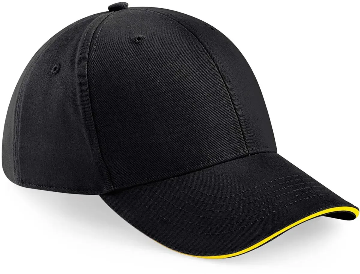 Beechfield Unisex 6-Panel Sandwich Kappe 'Athleisure' Klassische Cap B20 black/yellow one size