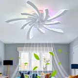 RGB Deckenventilator Mit Beleuchtung Blume Dimmbares Weißes Timer Speicherfunktion Deckenleuchte Mit Ventilator Leise Intelligentes Deckenventilator Lampe 77cm