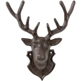 Esschert Design Wanddekoration Hirschkopf aus Gusseisen, rustikal, handgefertigt