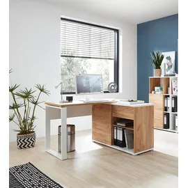 Germania GW-Lioni, weiß (weiß, navarra, eiche, nachbildung), Holzwerkstoff Metall, Holzwerkstoff, Metall, Arbeitsmöbel-Sets, Büromöbel-Set