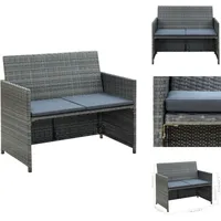 2-Sitzer-Gartensofa mit Polstern Grau Poly Rattan - Gartensofa - Outdoor Möbel - Balkonmöbel - Rattan Gartenmöbel - Polyrattan Sofa
