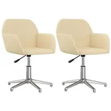 vidaXL Esszimmerstühle 2 Stk. Drehbar Creme Stoff