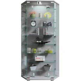 VCM Standvitrine Cenila XL 83 x 17 x 114 cm Silber