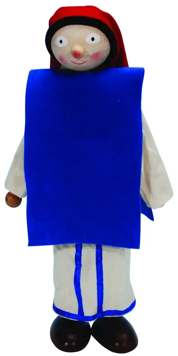 Biegepuppe Maria biblische Spielfigur 32 cm Vinyl, Stoff, beige/rot, bewegliche Gelenke - Winzling - Flexibles Drahtskelett