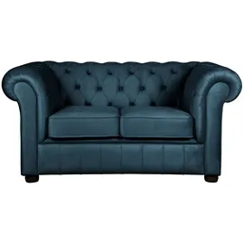 Home Affaire 2-Sitzer HOME AFFAIRE "CHARENTE, Chesterfield-Sofa, Wellenfederung, Maße: B/T/H: 147/89/74 cm", blau (dunkelblau), B:147cm H:74cm T:89cm, 100% Polyester, Sofas, mit edler Knopfheftung und typischen Armlehnen