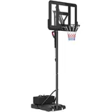 sportnow Basketballkorb Outdoor, Verstellbare Korbhöhe 230-305 cm, mit 110 x 75 cm bruchsichere Rückwand mit Rädern - Schwarz