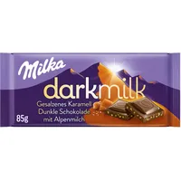 Milka Dark Milk Gesalzenes Karamell 1x 85g I Zartherbe Alpenmilch-Schokolade I mit Salz-Karamell I Milka Schokolade aus 100% Alpenmilch I Tafelschokolade