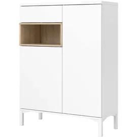 INOSIGN Highboard INOSIGN "Roommers, Anrichte, Stauraum, Sideboard", weiß (weiß, eiche struktur), B:88,7cm H:118,6cm T:36,3cm, Spanplatte, Sideboards, Highboard, Kommode, Höhe 118 cm, Breite 88,7 cm, 1 offenes Fach mit Rahmen-Optik
