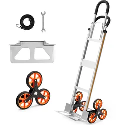 VEVOR Treppensackkarre Klappbar, Sackkarre 150 kg Tragkraft, Treppensteiger aus Aluminiumlegierung mit Teleskopgriff, 6 Rädern & 2 Spanngurten, Stapelkarre für Haushalt, Einkauf & Lager