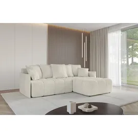 altdecor Ecksofa Samt mit Schlaffunktion 2-Sitzer Creme