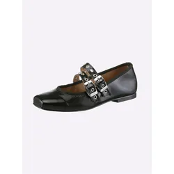 Ballerina HEINE, Damen, Gr. 36, schwarz, Leder, Glattleder, Lackleder, Lackleder, modisch, Schuhe