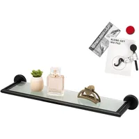 bremermann Bad-Serie Piazza Black - Glasablage mit Edelstahl-Rahmen inkl. Klebeset, Badablage - Glasregal ideal für Bad und Dusche, Badablage aus Glas und Edelstahl, matt schwarz