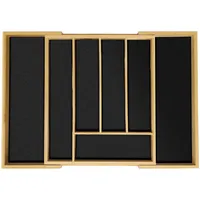 Relaxdays Besteckkasten, ausziehbar, 5 bis 7 Fächer, Schubladen Organizer,