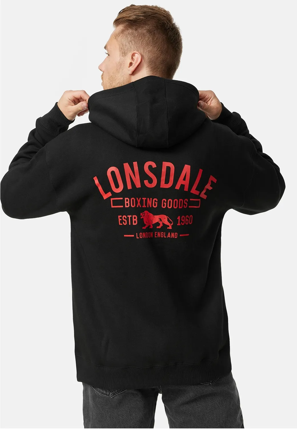 Lonsdale Herren Kapuzensweatjacke mit Reißverschluss Oversize LATHERON