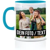 Tasse personalisiert mit eigenem Foto personalisierte Tasse mit Foto Geschenk für Freundin Geschenke Frauen Fototasse bedrucken Muttertagsgeschenk Fototasse Fotogeschenke Kaffeetasse (Hellblau)