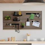 Steinmine - Designmanufaktur Wandorganizer DIY-System aus Akustikpaneelen und Eichenholz: Flexibler Organizer, Pegboard, Wandregal aus Holz für Küche, Büro, Eingangsbereich und mehr(40 x 60 cm)