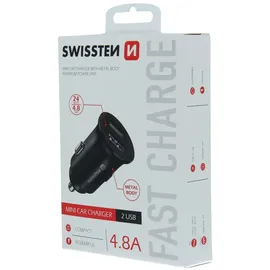 Swissten CL Adapter 2x USB 4.8A Metall schwarz