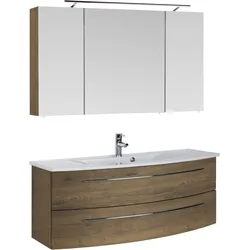 Badmöbel-Set SAPHIR "3040", braun (eiche struktur braun, eiche struktur braun), B:120cm, Kastenmöbel-Sets, Breite 120 cm